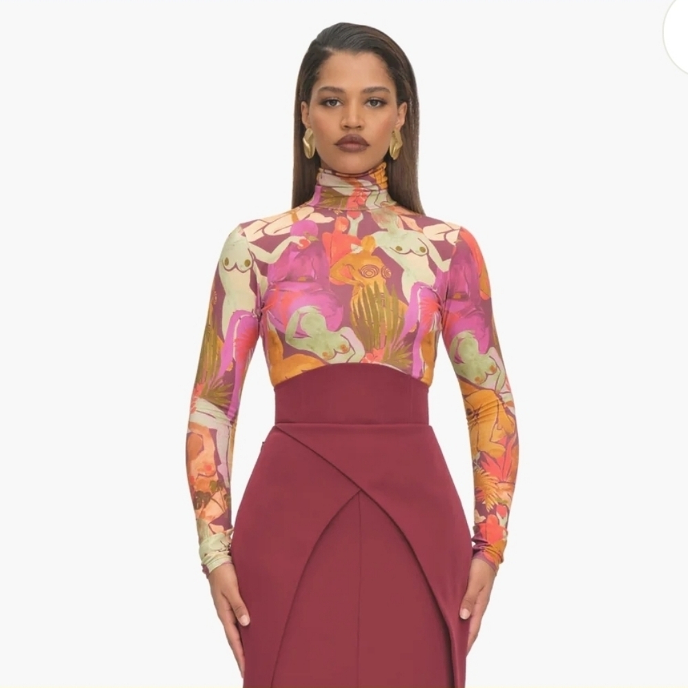 ISO Andrea IYAMAH Collo Bodysuit In EVE print